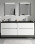 Meuble salle de bain VIREO 160 cm - avec vasque en fonte minérale CREAM - couleur au choix