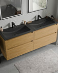 Meuble salle de bain VIREO 160 cm - avec vasque en fonte minérale CREAM - couleur au choix