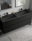 Meuble salle de bain VIREO 160 cm - avec vasque en fonte minérale CREAM - couleur au choix