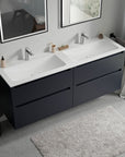 Meuble salle de bain VIREO 160 cm - avec vasque en fonte minérale CREAM - couleur au choix