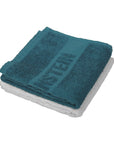 Bernstein Serviettes de bain PURECOTTON - Ensemble de 2 pièces Bleu pétrole & Blanc - 100% Coton - 30 x 50 cm