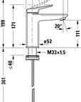 Mitigeur de lavabo monotrou Duravit Wave M