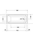 Baignoire rectangulaire Duravit DuraPecos avec une pente dorsale