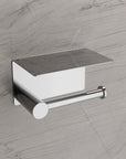 Porte-papier toilette OLA - avec tablette - Inox - env. 15,5 x 9,5 cm - Rond - couleur au choix