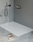 Receveur de douche en fonte minérale LAVOA - Blanc mat - Dimensions au choix