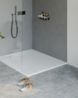 Receveur de douche en fonte minérale LAVOA - Blanc mat - Dimensions au choix