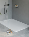 Receveur de douche en fonte minérale LAVOA - Blanc mat - Dimensions au choix