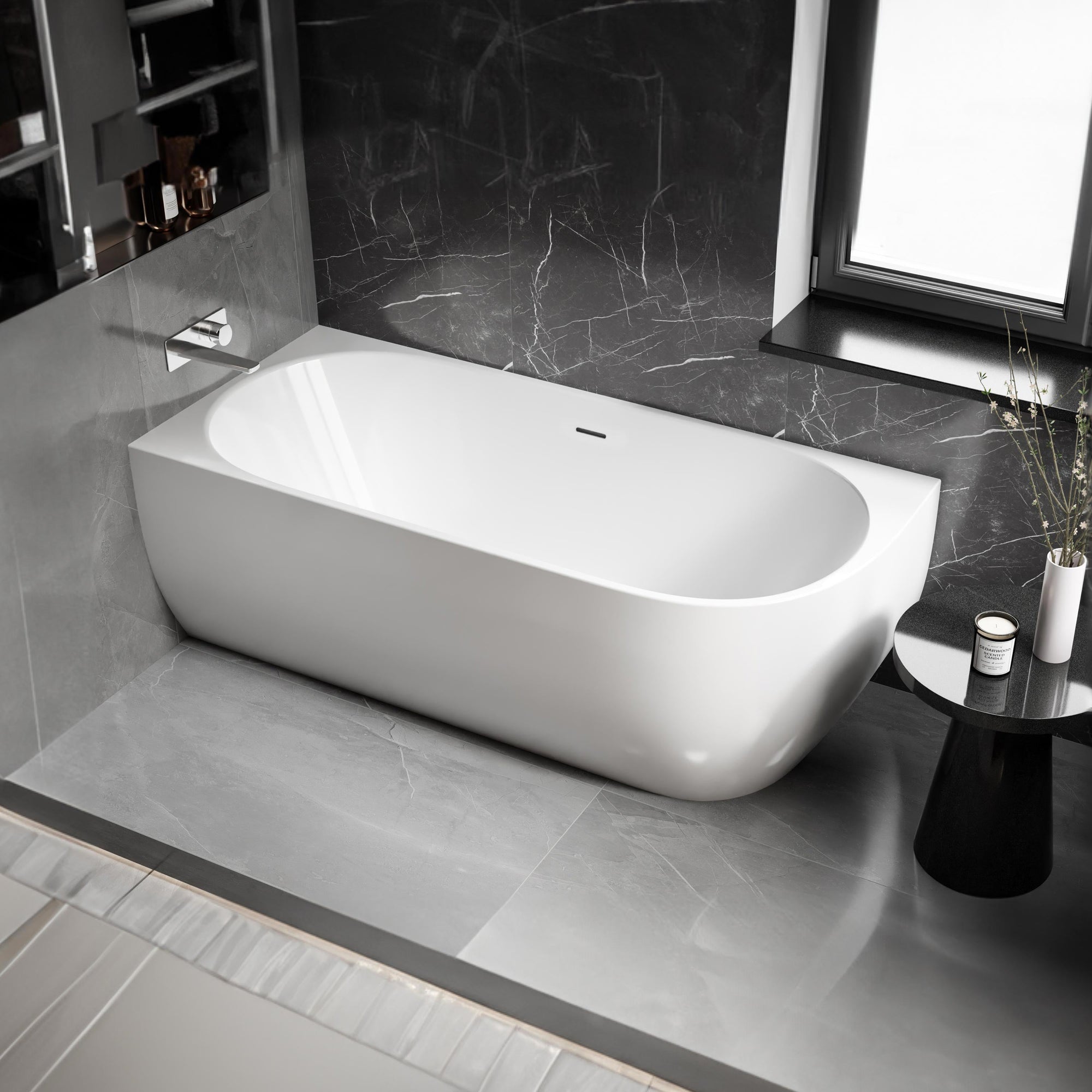 Baignoire d'angle semi-îlot LENA CORNER