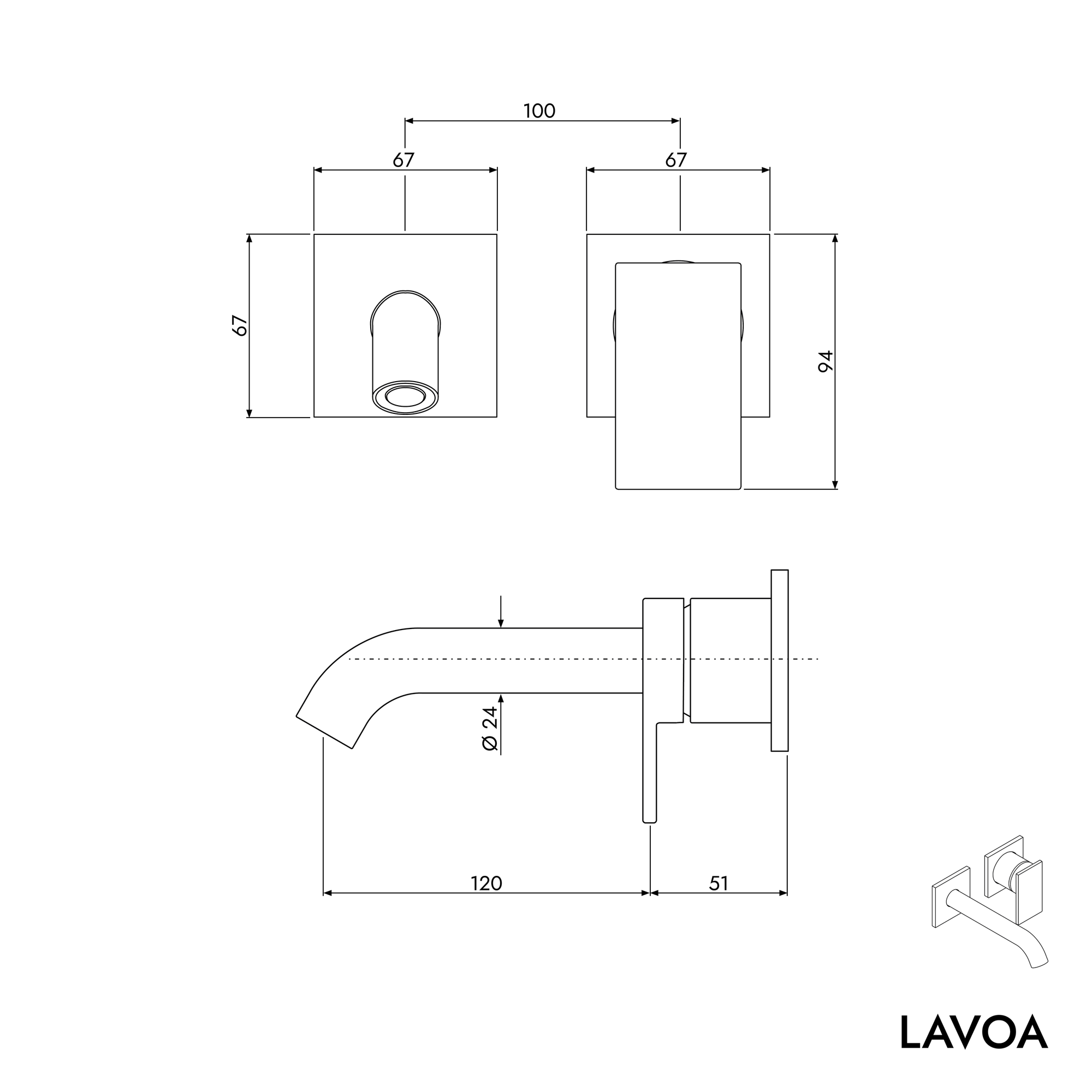 Mitigeur mural pour lavabo LAVOA