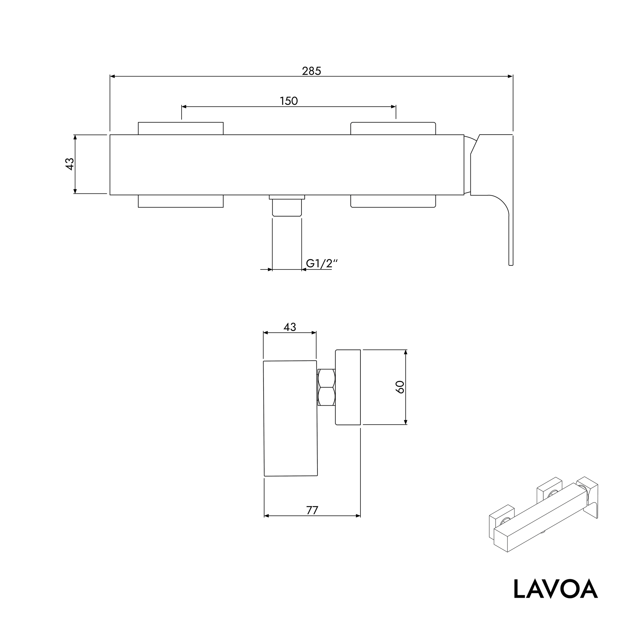 Mitigeur de douche en saillie LAVOA