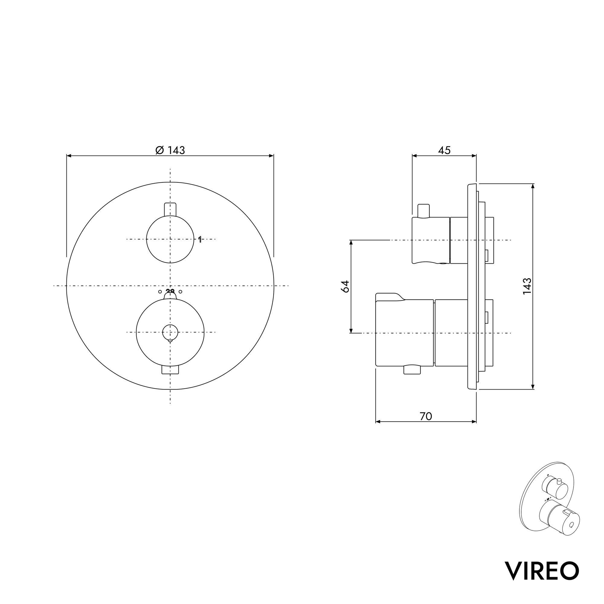 Mitigeur thermostatique VIREO encastré
