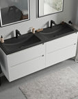 Meuble salle de bain VIREO 160 cm - avec vasque en fonte minérale CREAM - couleur au choix