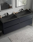 Meuble salle de bain VIREO 160 cm - avec vasque en fonte minérale CREAM - couleur au choix