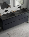 Meuble salle de bain VIREO 160 cm - avec vasque en fonte minérale CREAM - couleur au choix