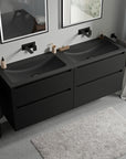 Meuble salle de bain VIREO 160 cm - avec vasque en fonte minérale CREAM - couleur au choix