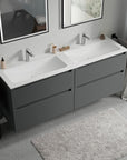 Meuble salle de bain VIREO 160 cm - avec vasque en fonte minérale CREAM - couleur au choix