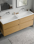 Meuble salle de bain VIREO 160 cm - avec vasque en fonte minérale CREAM - couleur au choix
