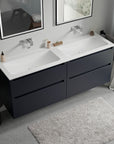 Meuble salle de bain VIREO 160 cm - avec vasque en fonte minérale CREAM - couleur au choix