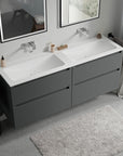 Meuble salle de bain VIREO 160 cm - avec vasque en fonte minérale CREAM - couleur au choix
