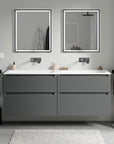 Meuble salle de bain VIREO 160 cm - avec vasque en fonte minérale CREAM - couleur au choix