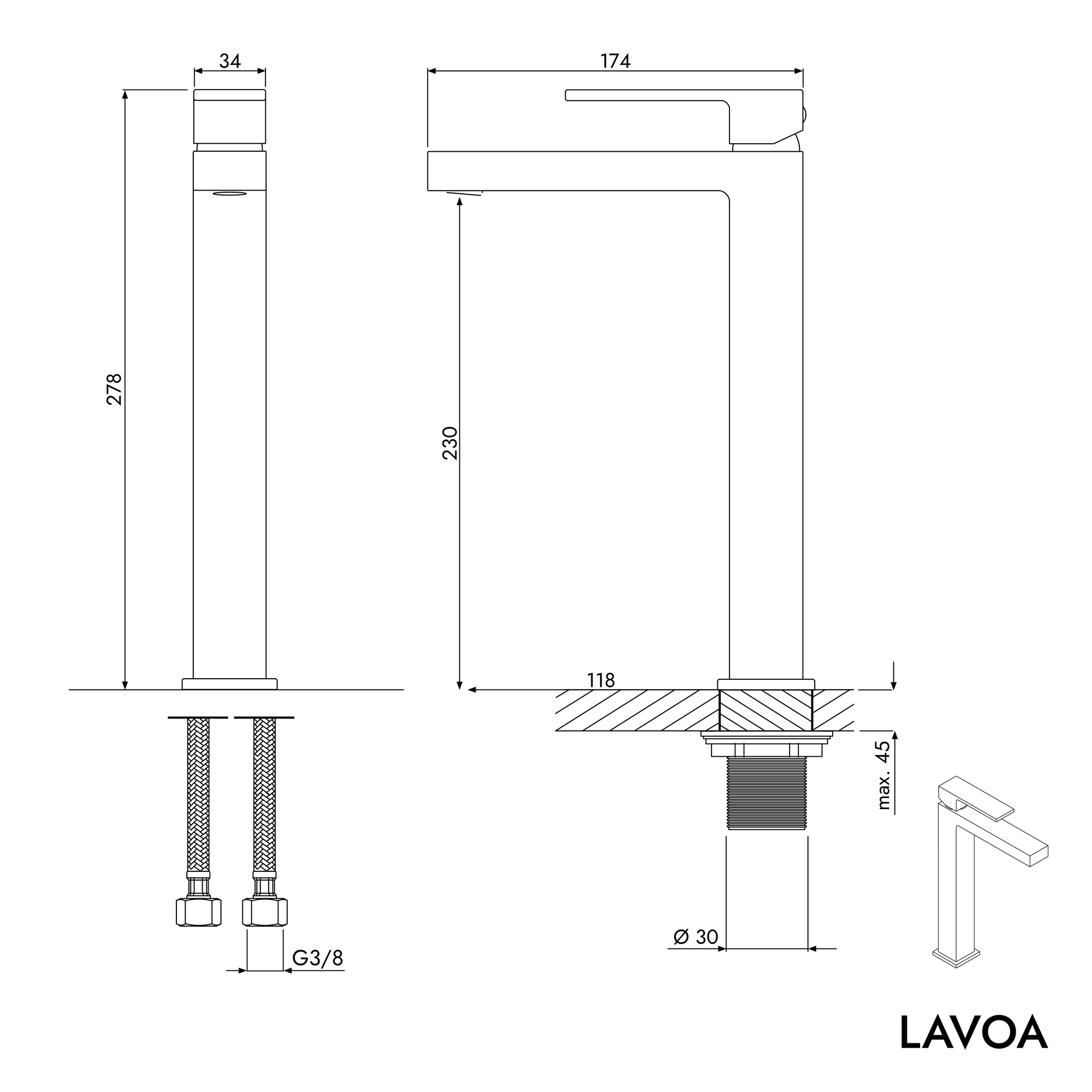 Mitigeur de lavabo LAVOA L