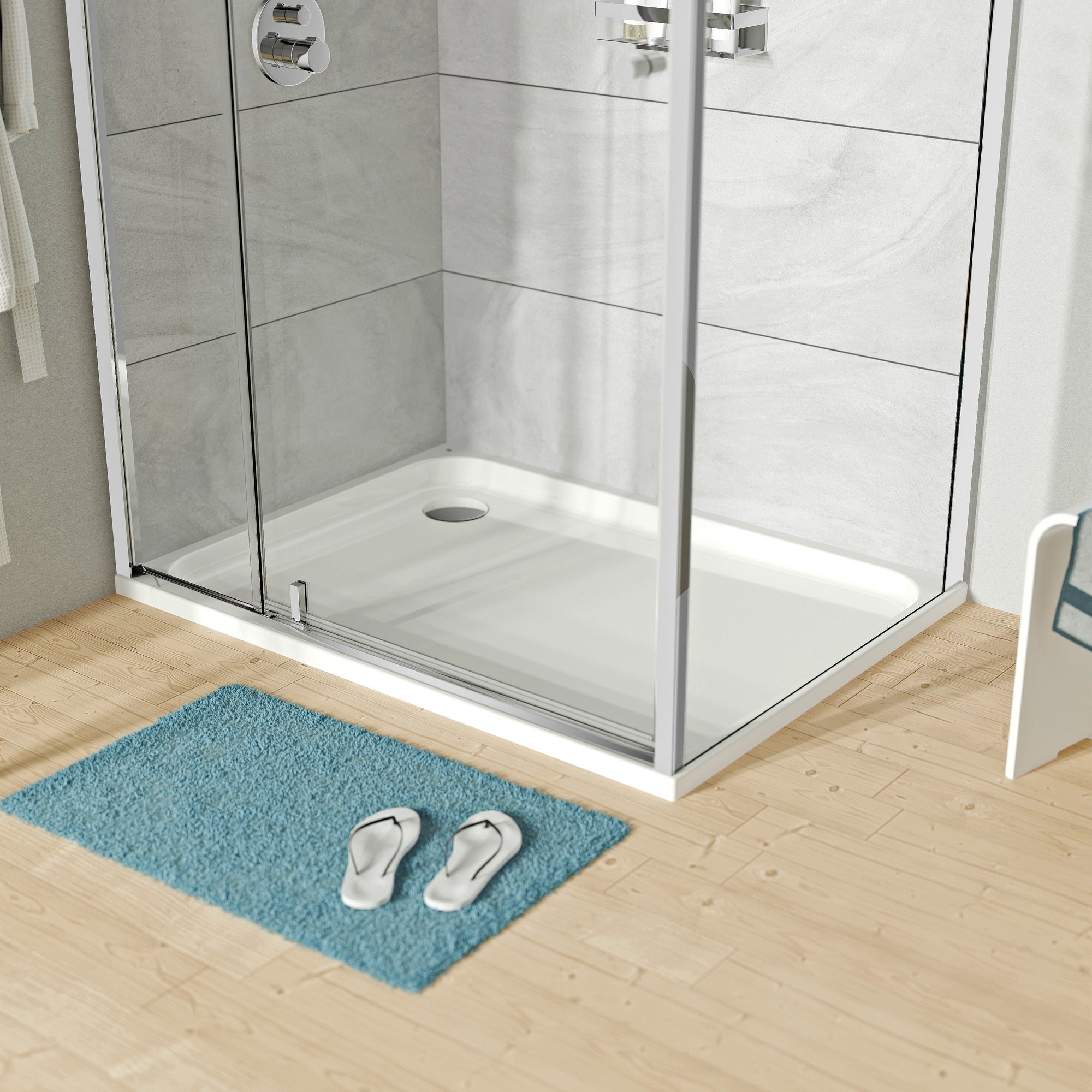 Receveur de douche plat acrylique TIM - blanc brillant - dimensions au choix