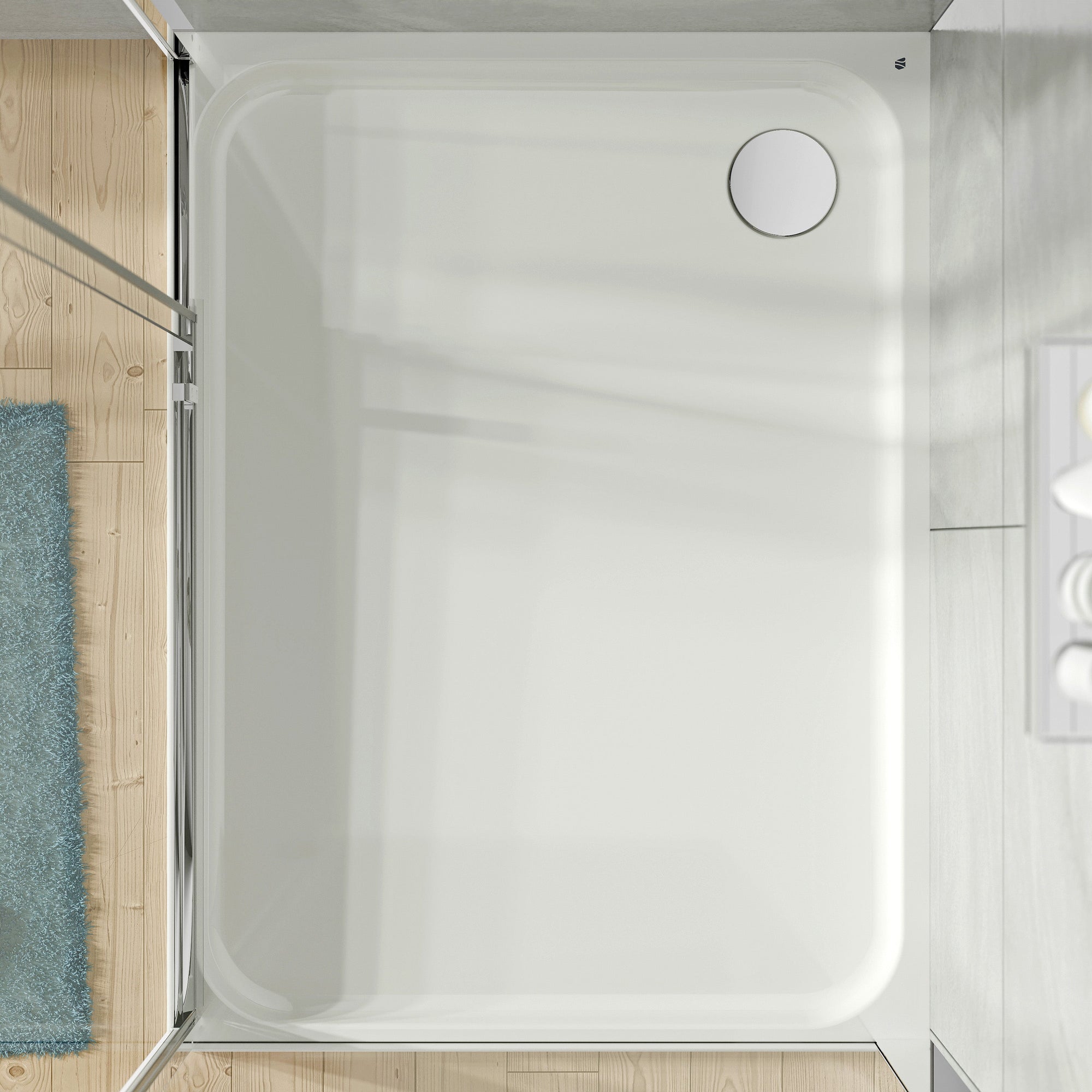 Receveur de douche plat acrylique TIM - blanc brillant - dimensions au choix