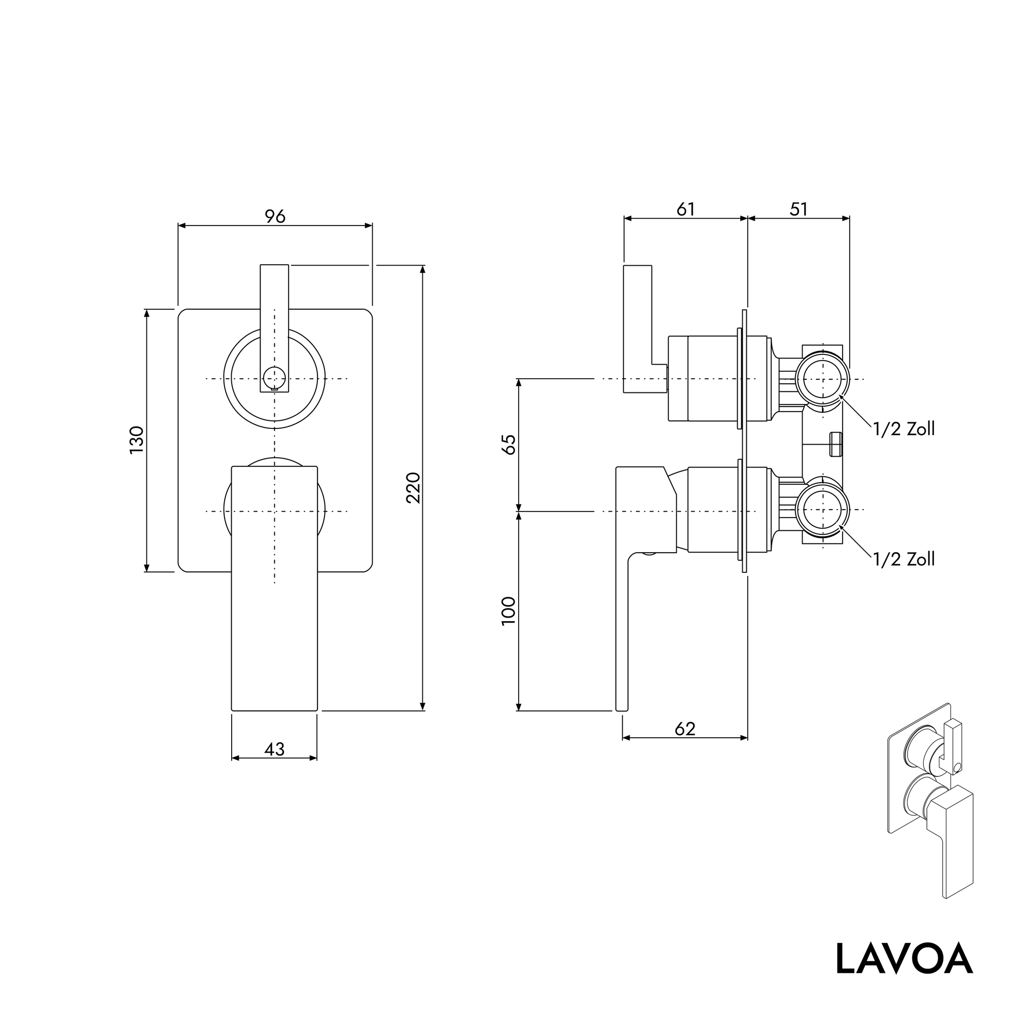 Mitigeur de douche encastré LAVOA