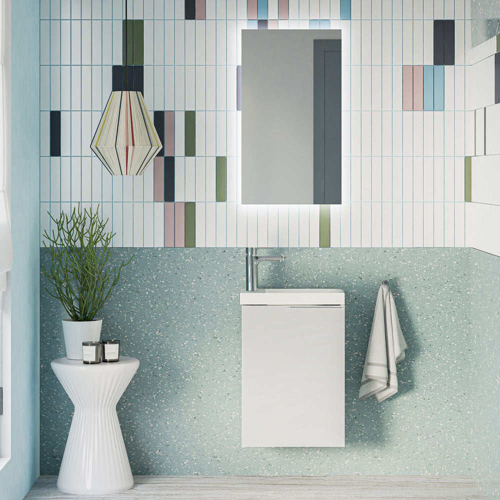 Ensemble de meubles de salle de bain WC invités TIM 40 cm avec lavabo
