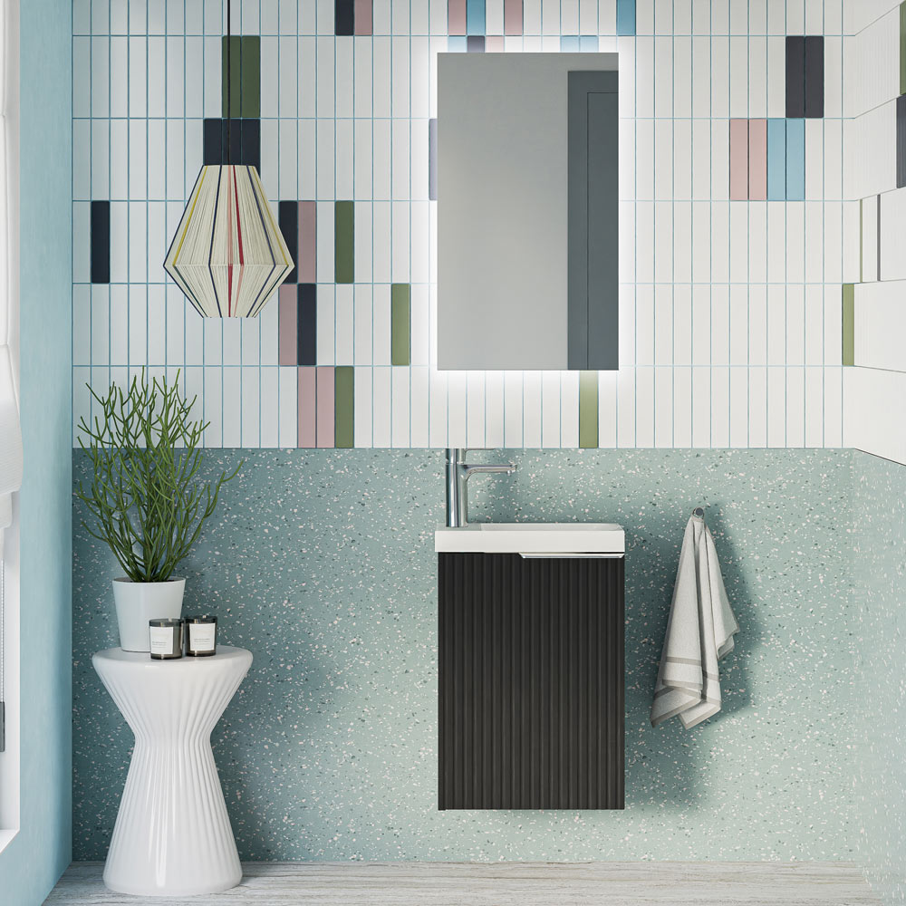Ensemble de meubles de salle de bain WC invités TIM 40 cm avec lavabo