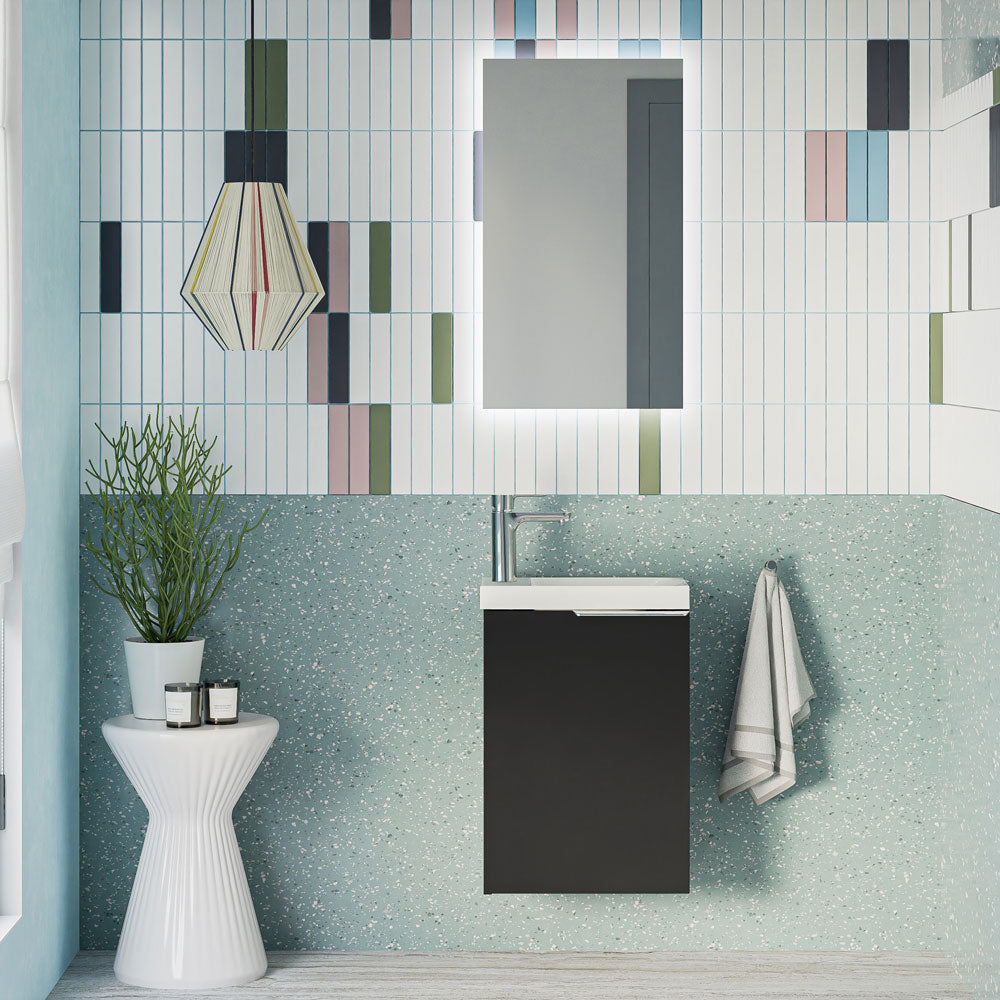 Ensemble de meubles de salle de bain WC invités TIM 40 cm avec lavabo