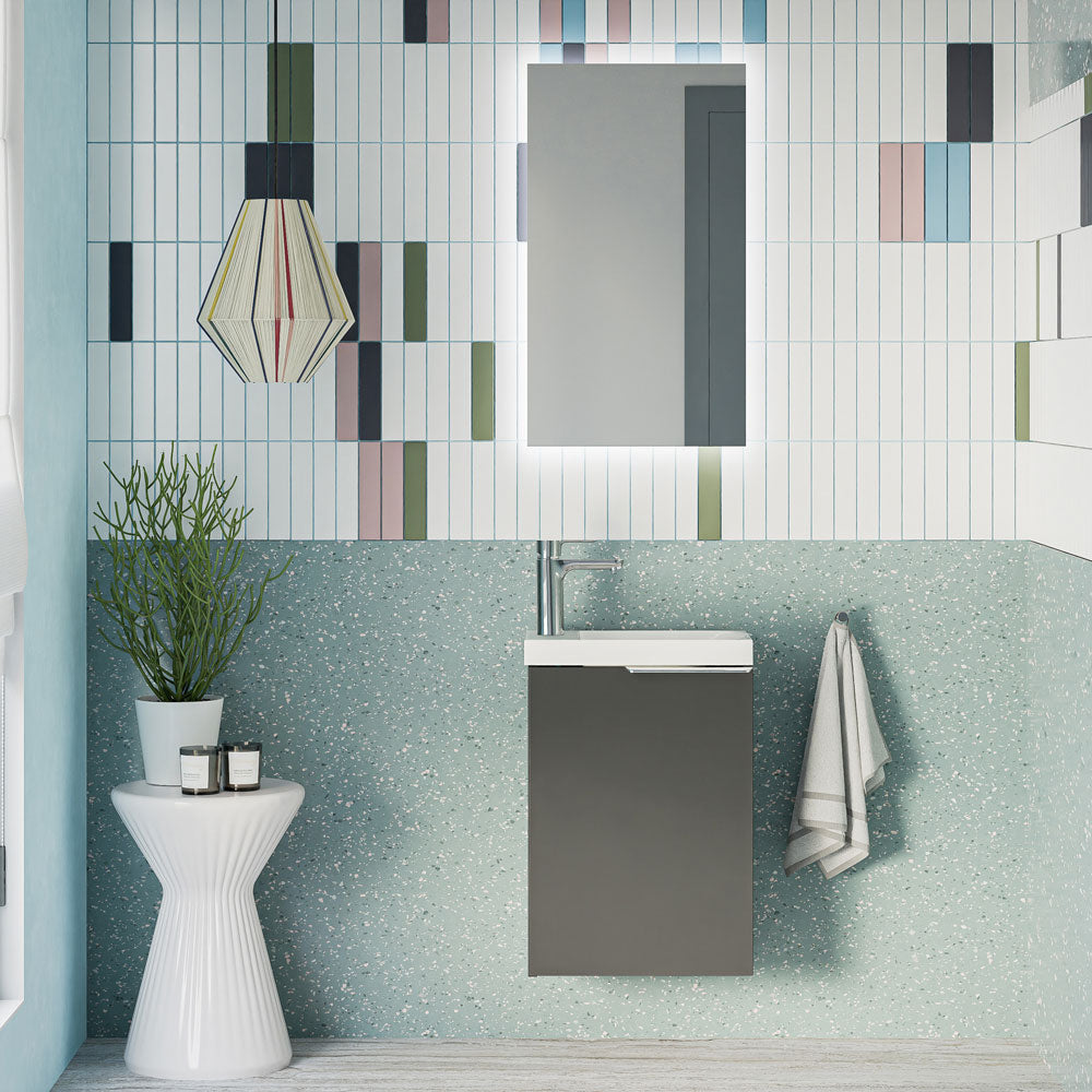 Ensemble de meubles de salle de bain WC invités TIM 40 cm avec lavabo