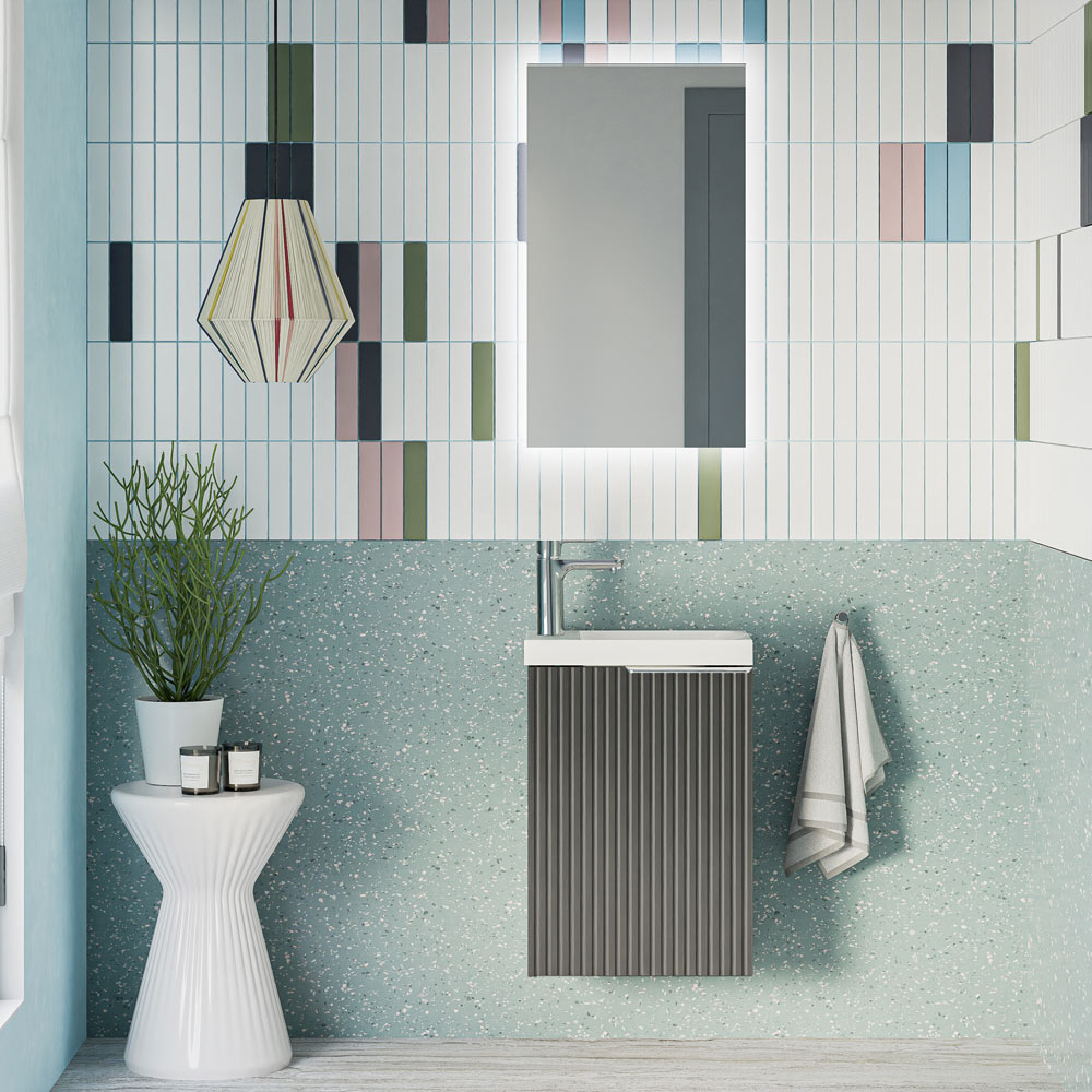 Ensemble de meubles de salle de bain WC invités TIM 40 cm avec lavabo