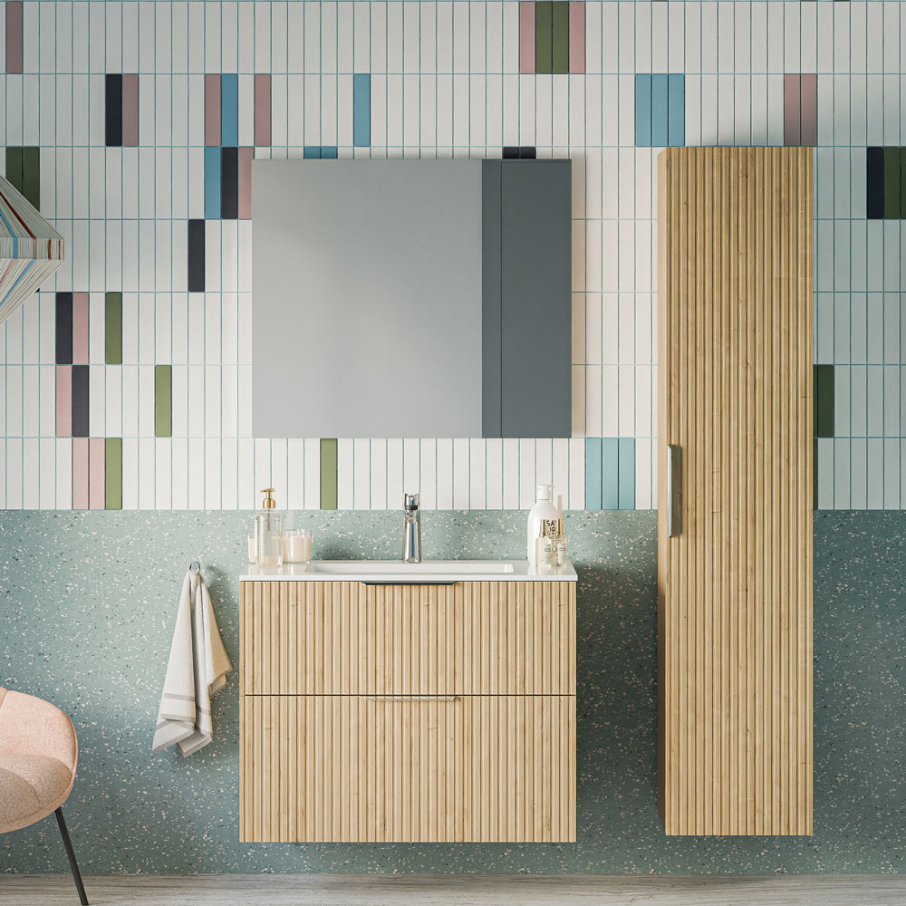 Ensemble de meubles de salle de bain TIM 80 cm avec vasque en céramique