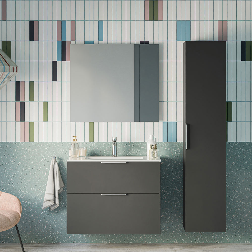 Ensemble de meubles de salle de bain TIM 80 cm avec vasque en céramique