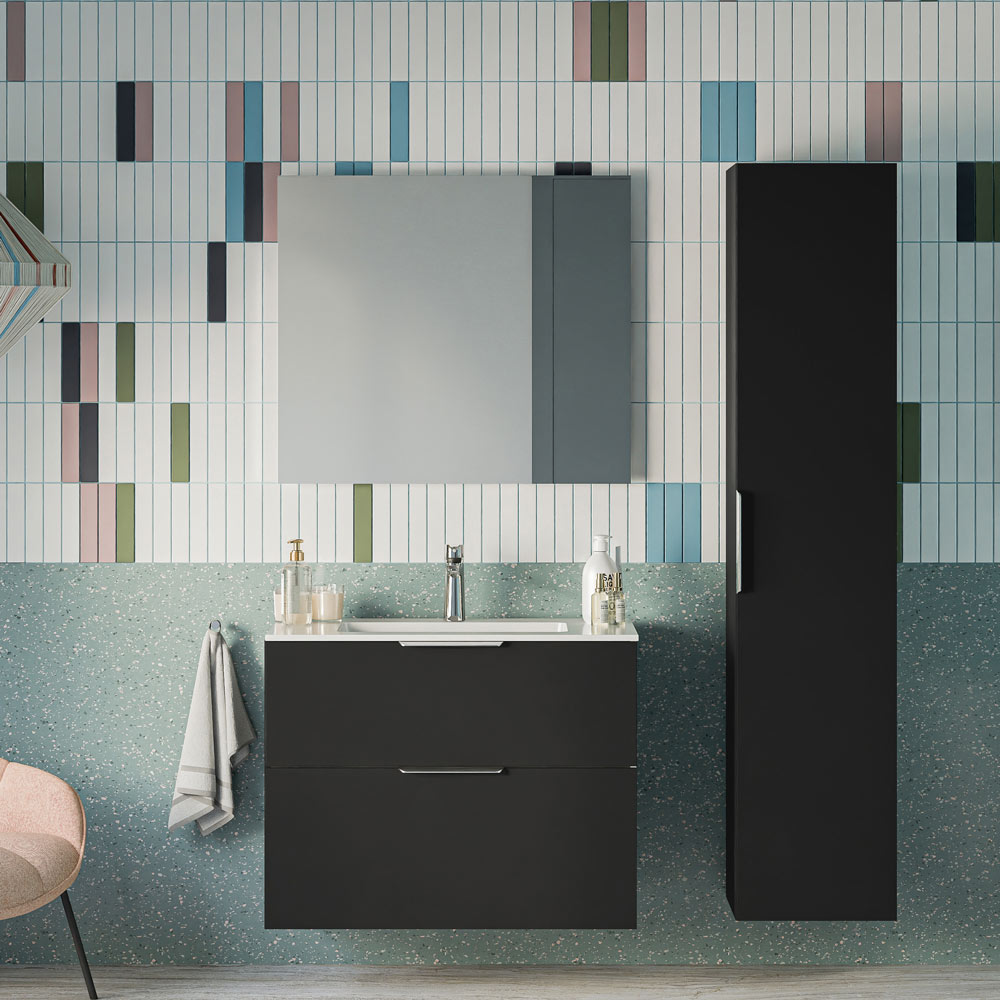 Ensemble de meubles de salle de bain TIM 80 cm avec vasque en céramique