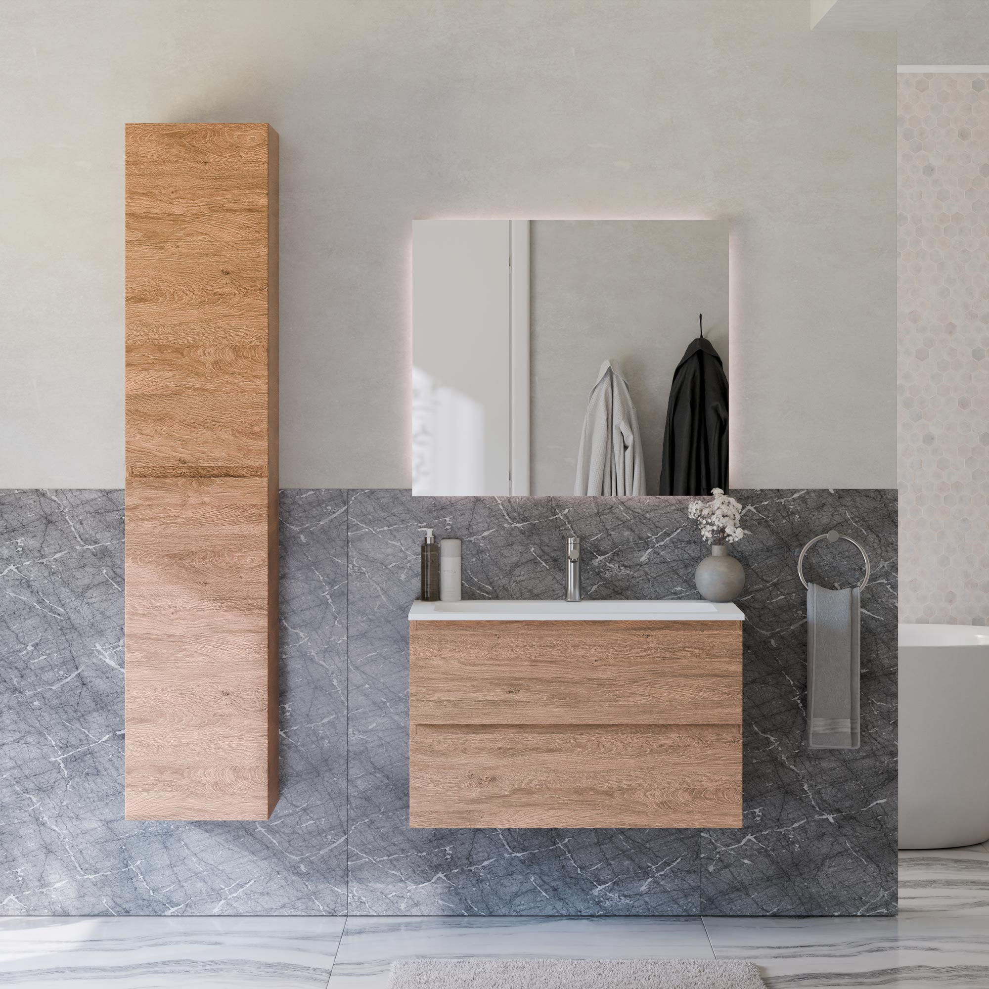Ensemble de meubles de salle de bains AVA 80 cm avec lavabo