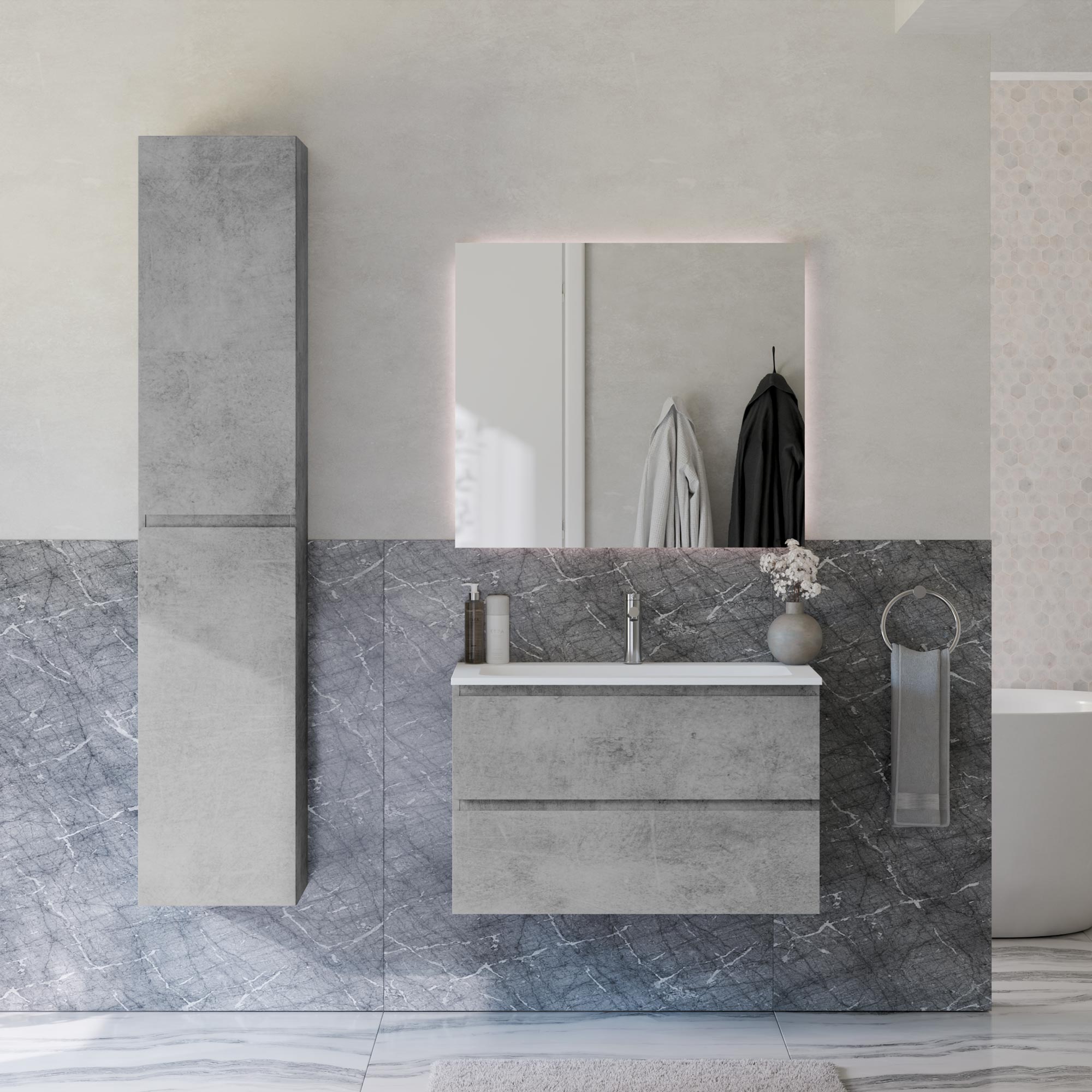 Ensemble de meubles de salle de bains AVA 80 cm avec lavabo