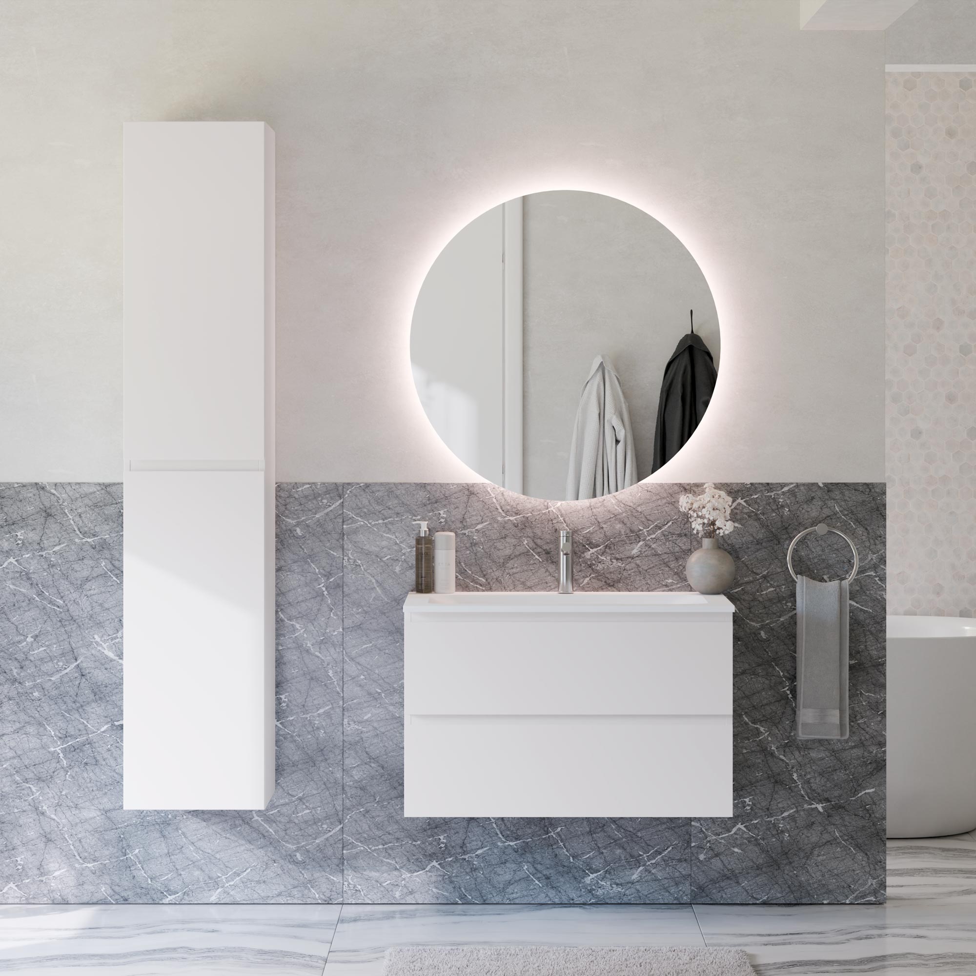 Ensemble de meubles de salle de bains AVA 80 cm avec lavabo