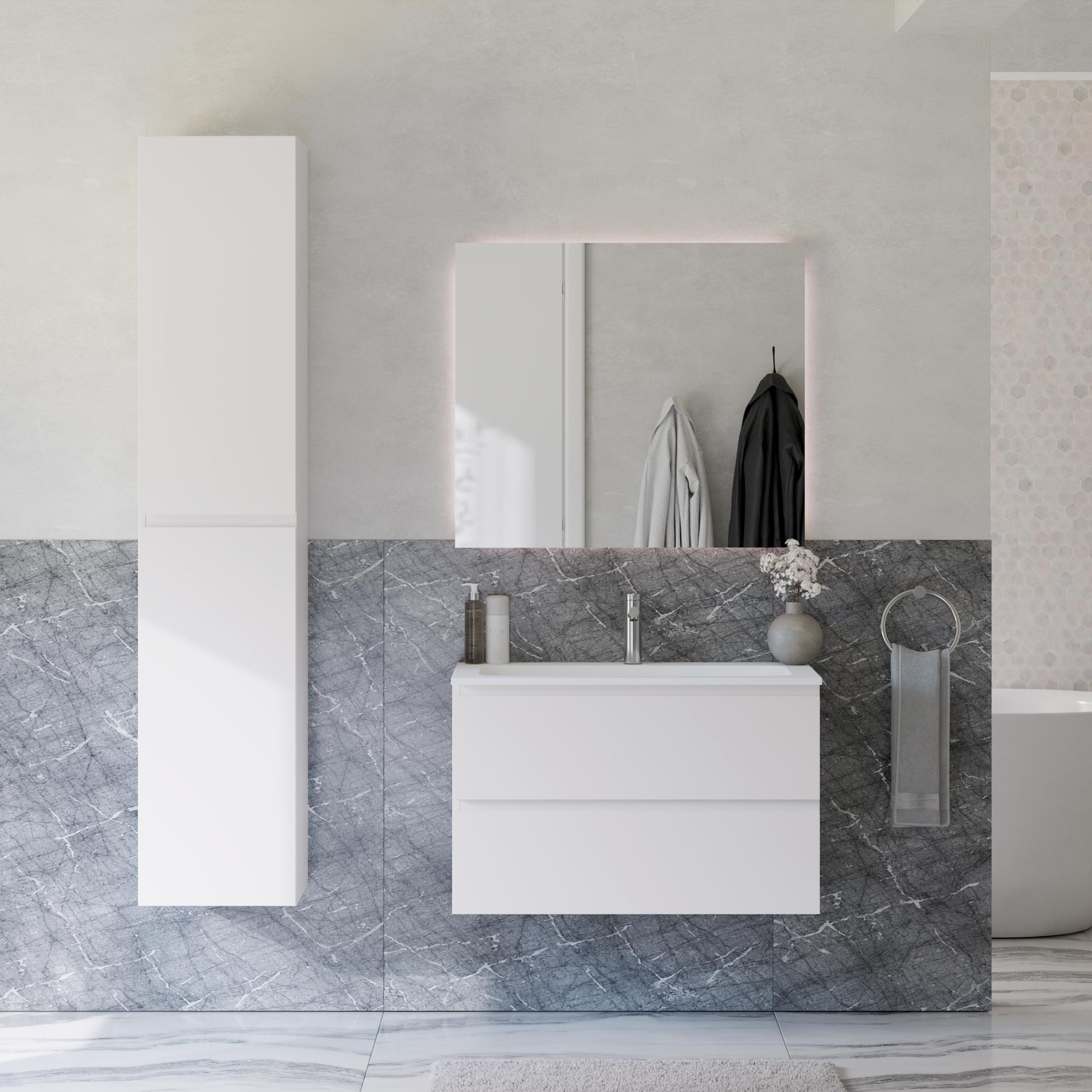 Ensemble de meubles de salle de bains AVA 80 cm avec lavabo