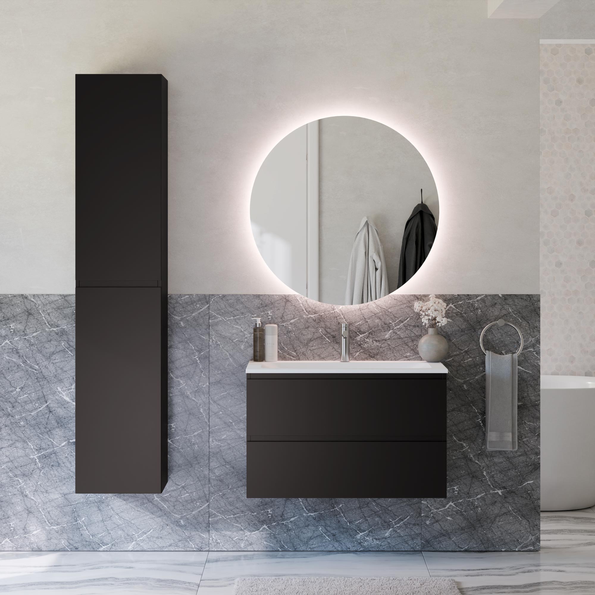 Ensemble de meubles de salle de bains AVA 80 cm avec lavabo