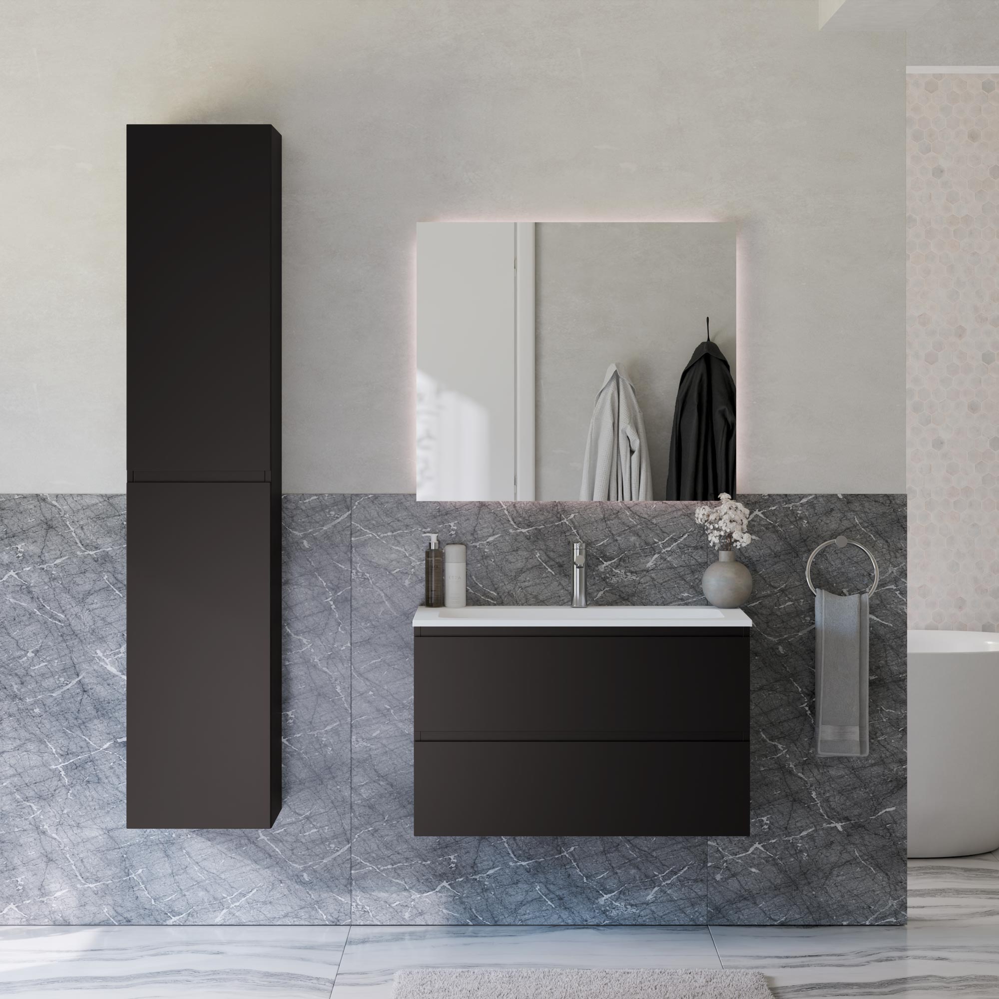 Ensemble de meubles de salle de bains AVA 80 cm avec lavabo