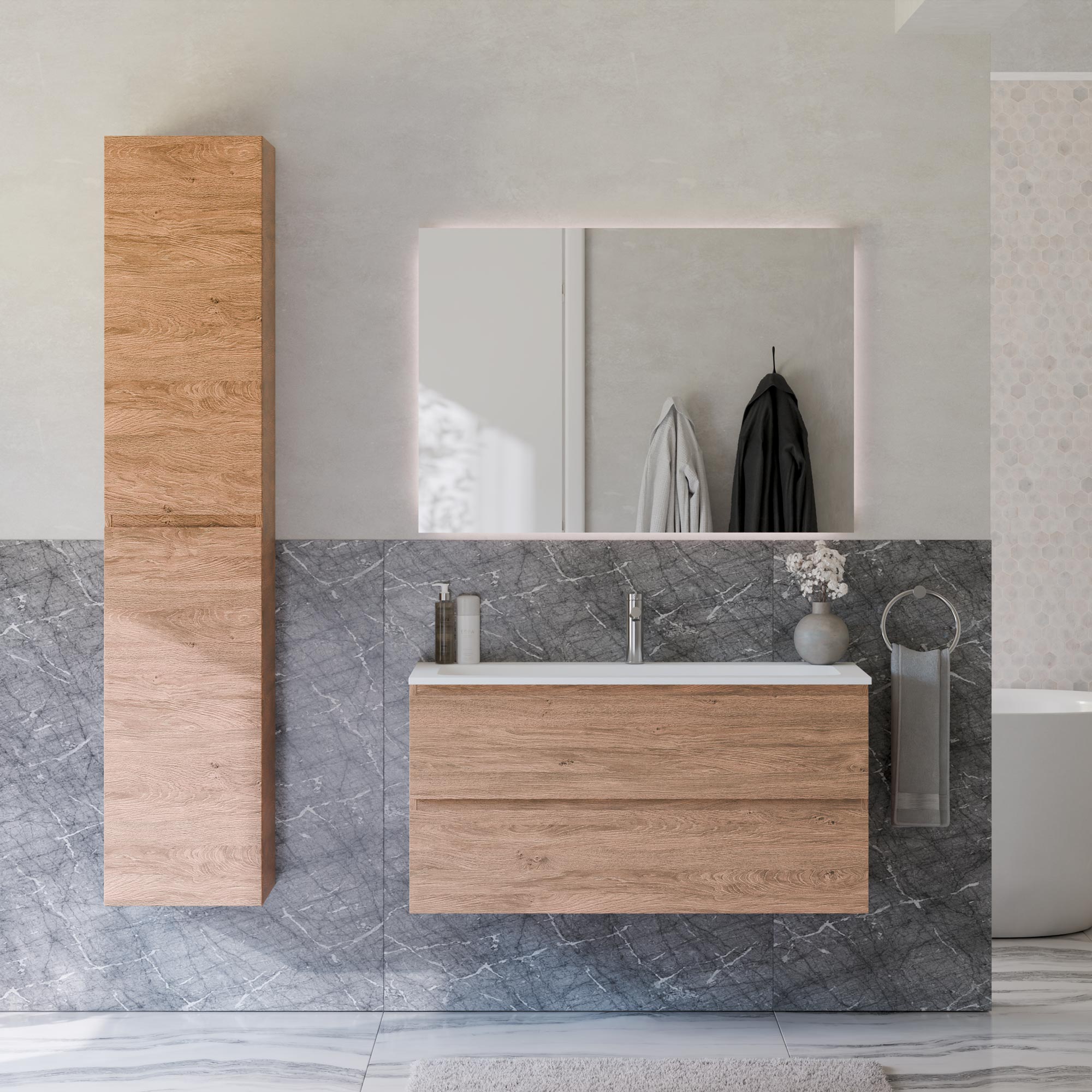 Ensemble de meubles de salle de bain AVA 100 cm avec lavabo