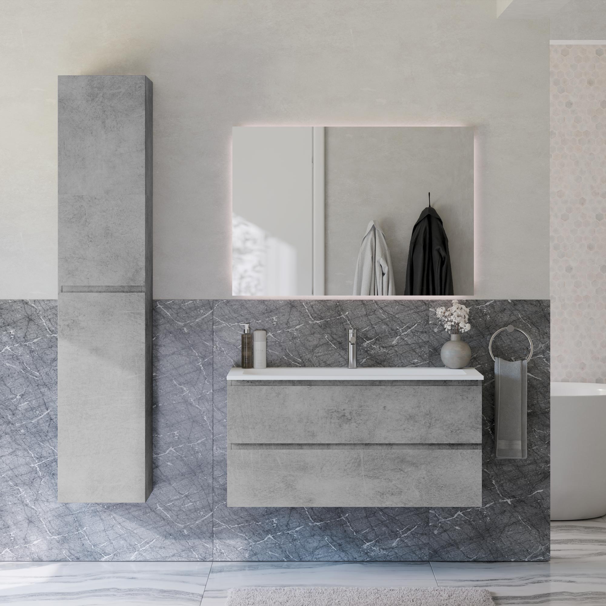 Ensemble de meubles de salle de bain AVA 100 cm avec lavabo