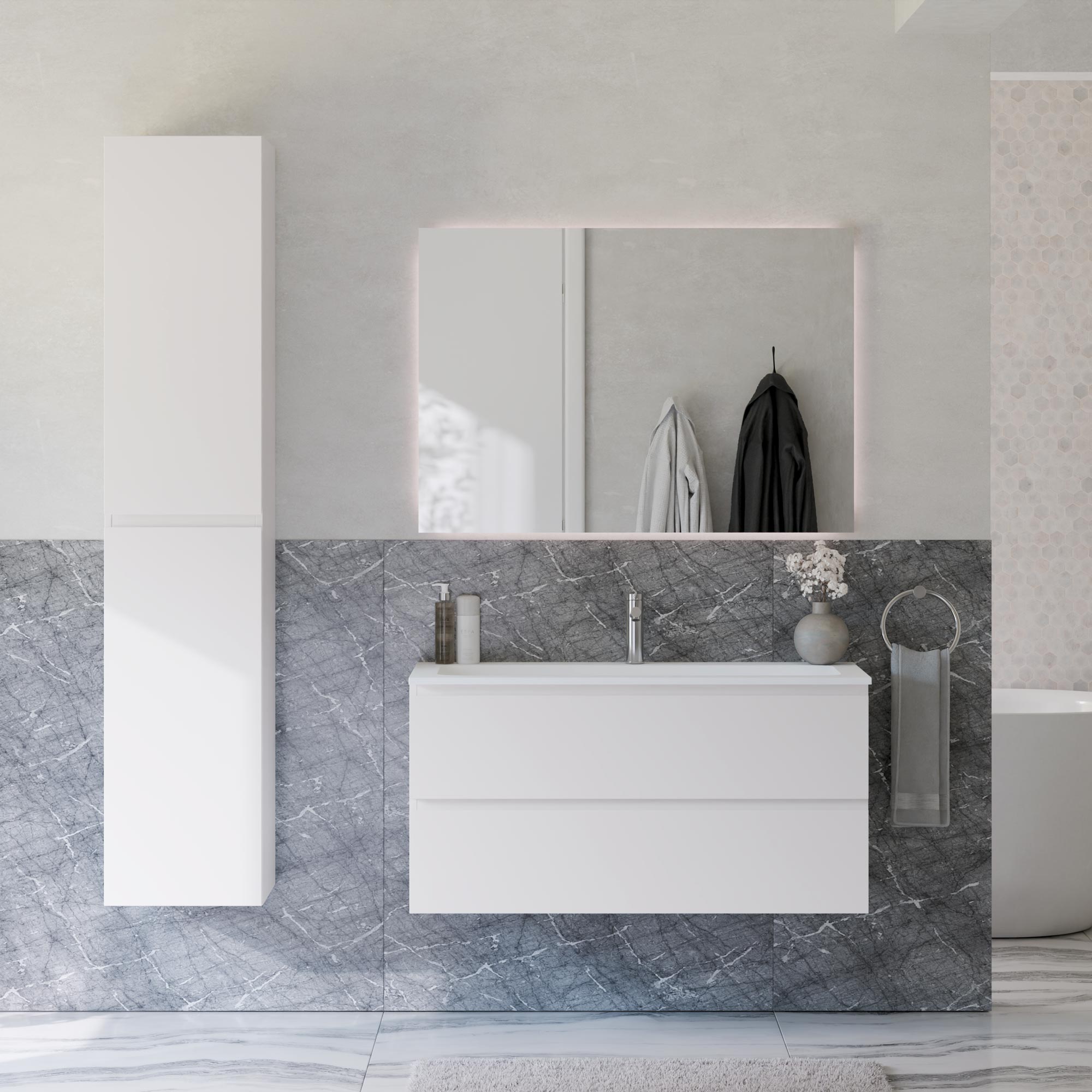 Ensemble de meubles de salle de bain AVA 100 cm avec lavabo