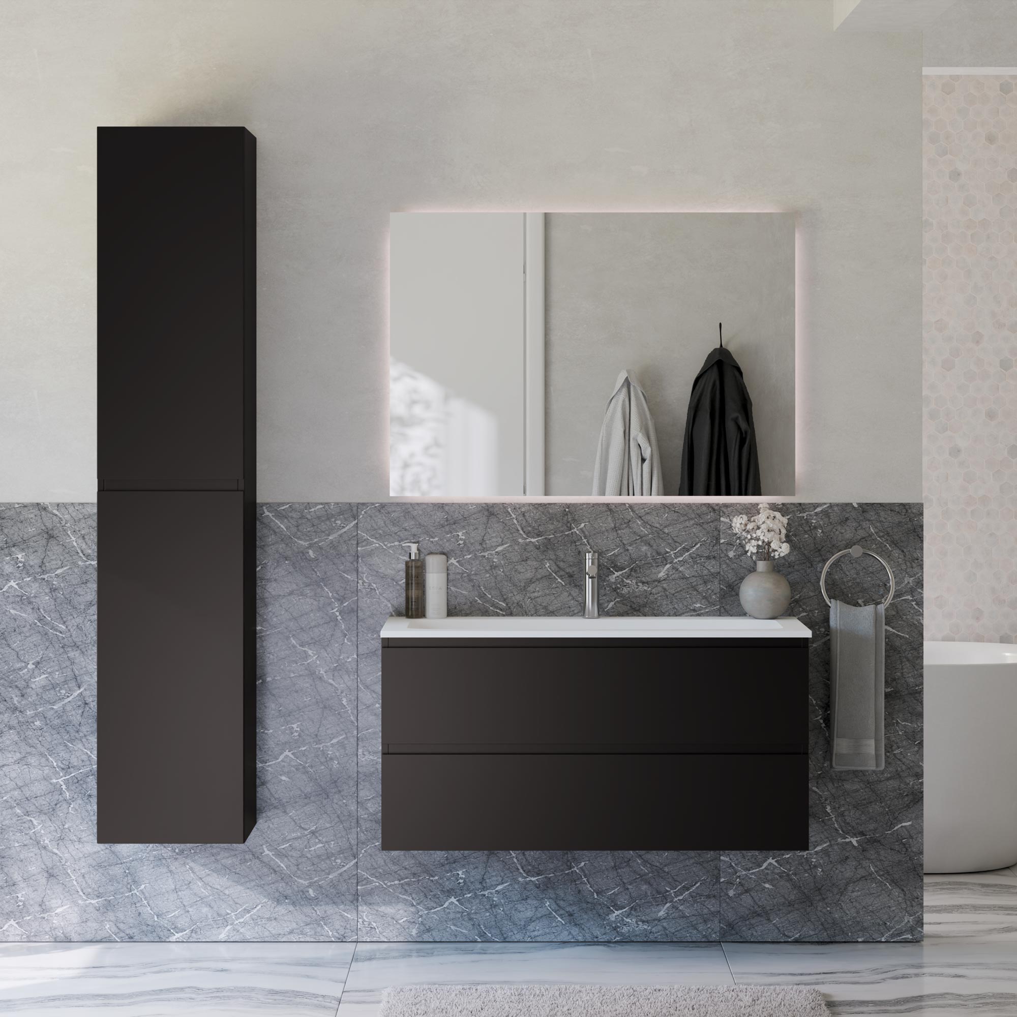 Ensemble de meubles de salle de bain AVA 100 cm avec lavabo