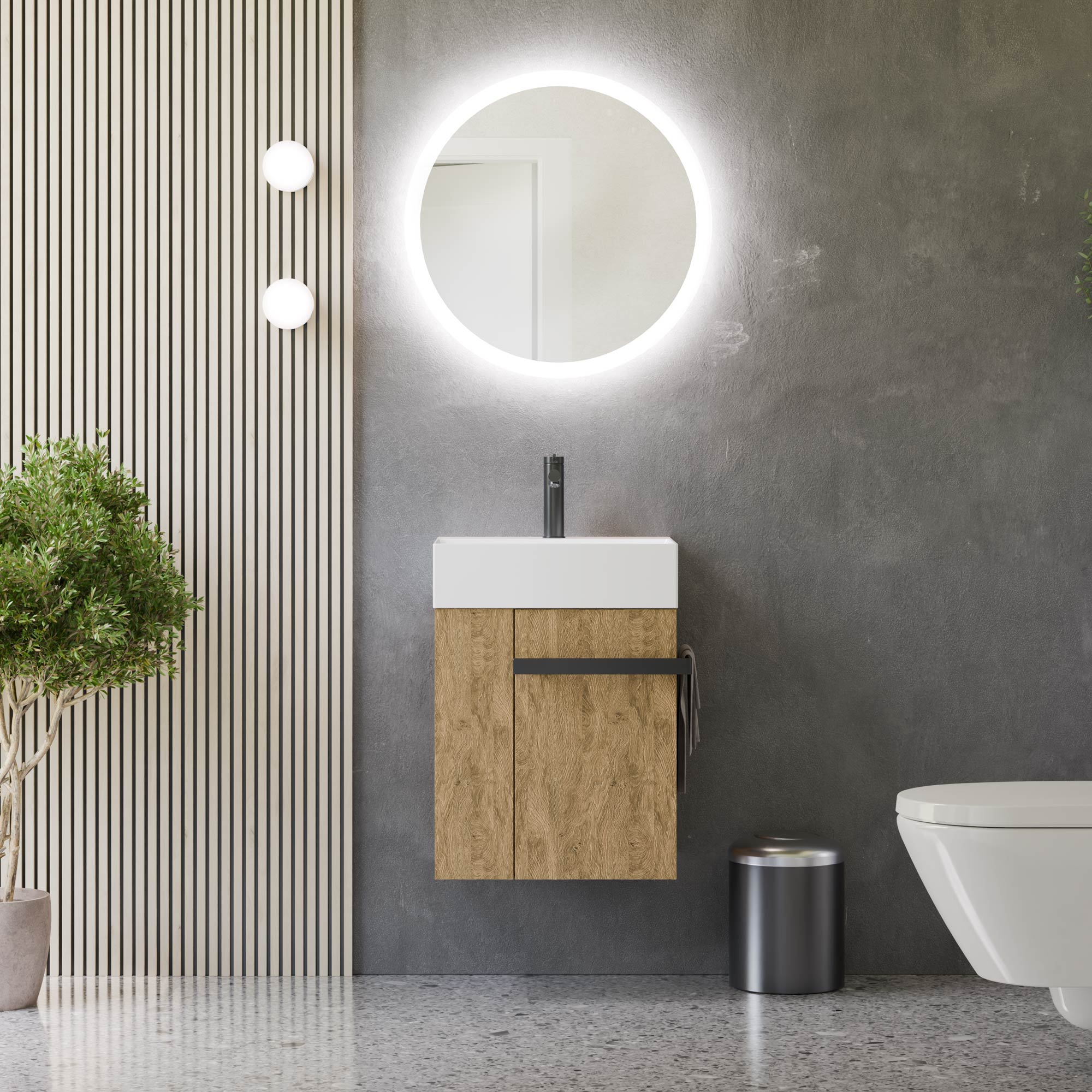 Ensemble de meubles de salle de bain pour WC invités COMPACT 45 cm avec lavabo