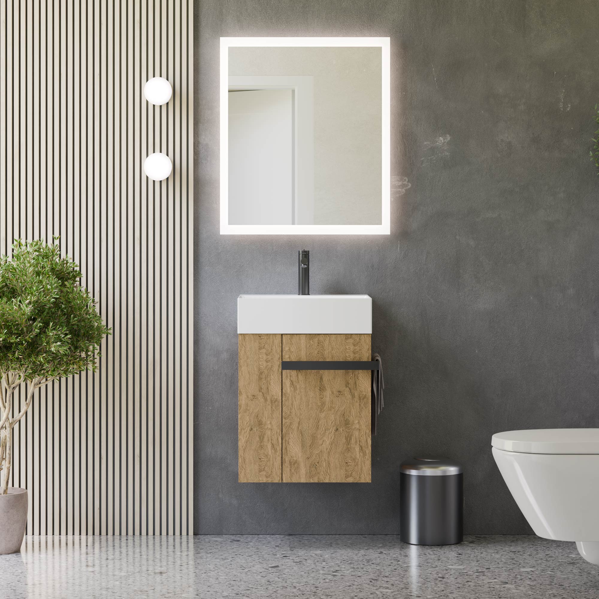 Ensemble de meubles de salle de bain pour WC invités COMPACT 45 cm avec lavabo