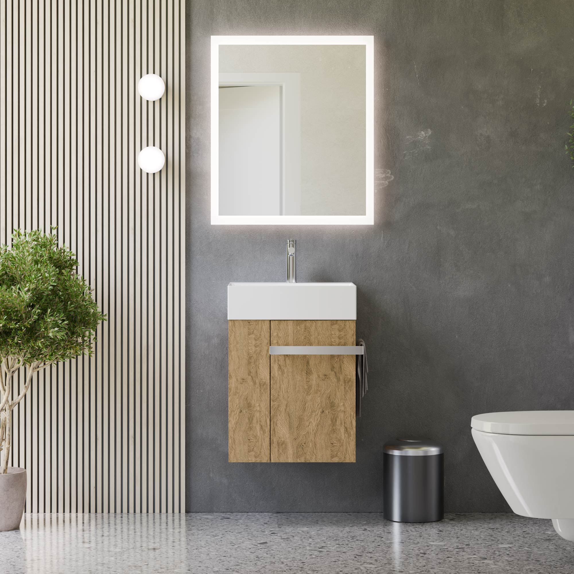 Ensemble de meubles de salle de bain pour WC invités COMPACT 45 cm avec lavabo
