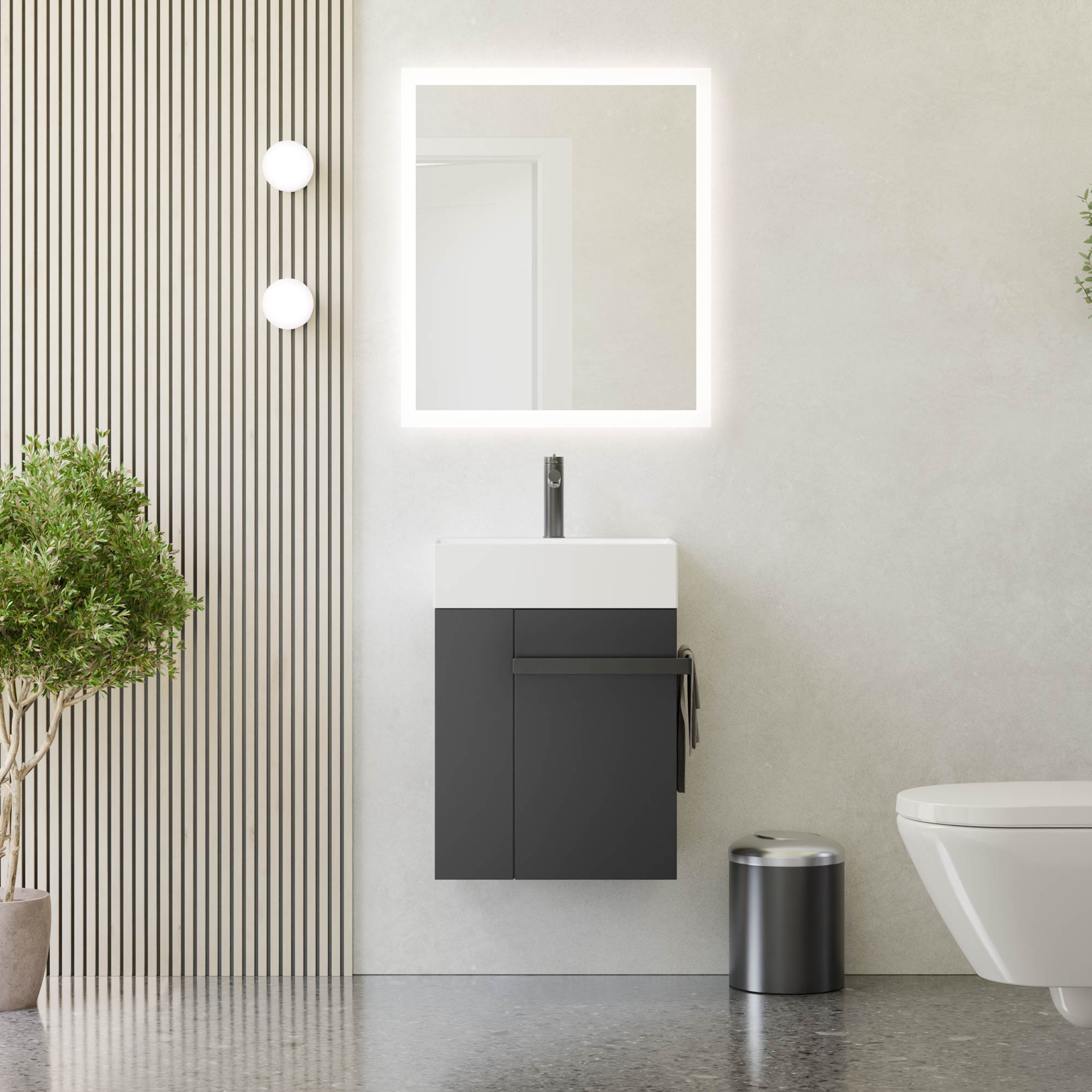 Ensemble de meubles de salle de bain pour WC invités COMPACT 45 cm avec lavabo